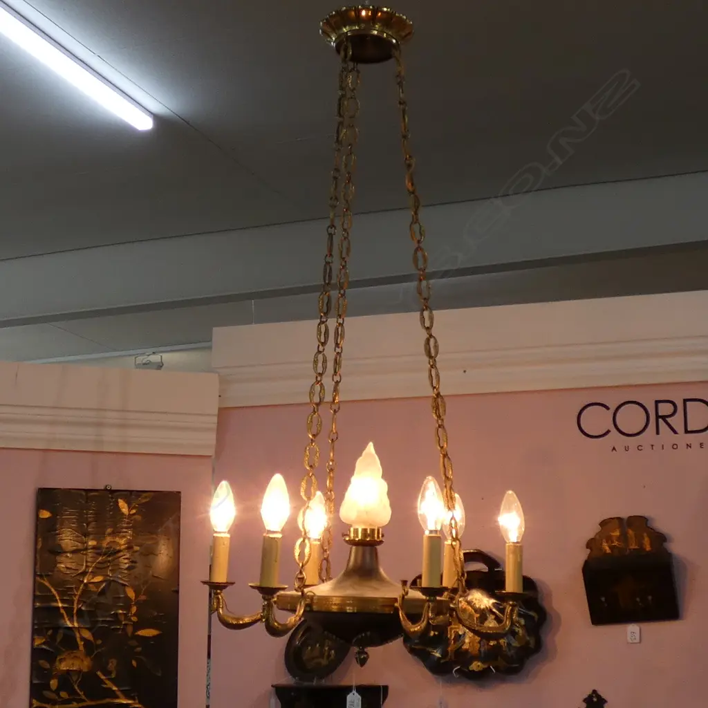 ART DECO CHANDELIER LIGHT FITTING OF EGYPTIAN REVIVAL DESIGN Image 1++