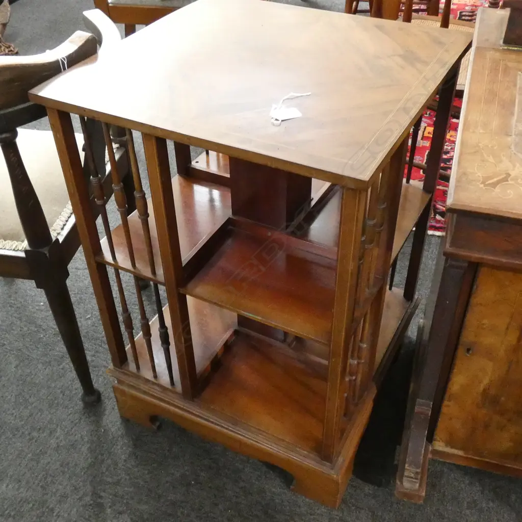 EDW MAHOG. REVOLVING BOOKCASE Image 1++