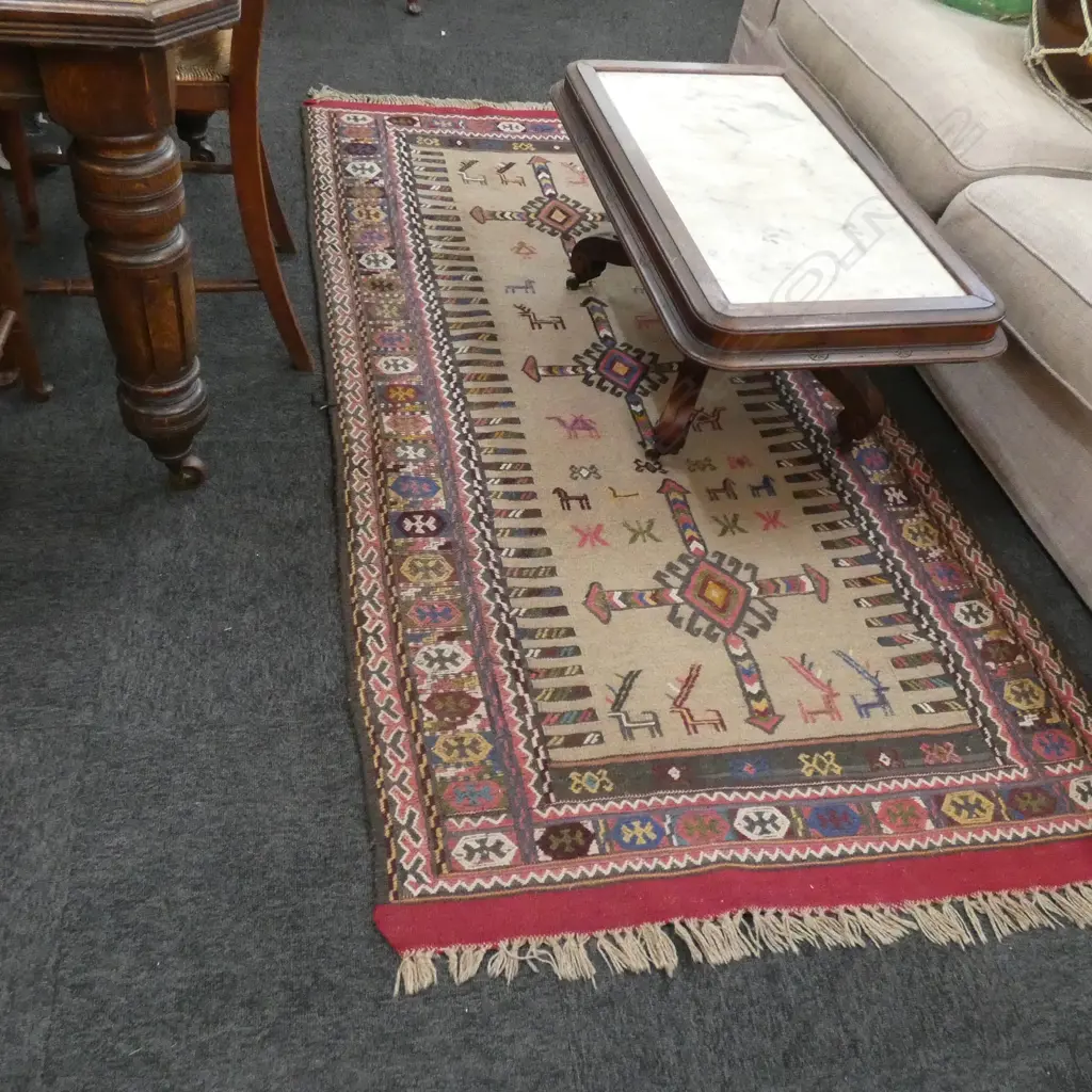 OLD PERSIAN KELIM RUG 2000 x 1000mm Image 1++