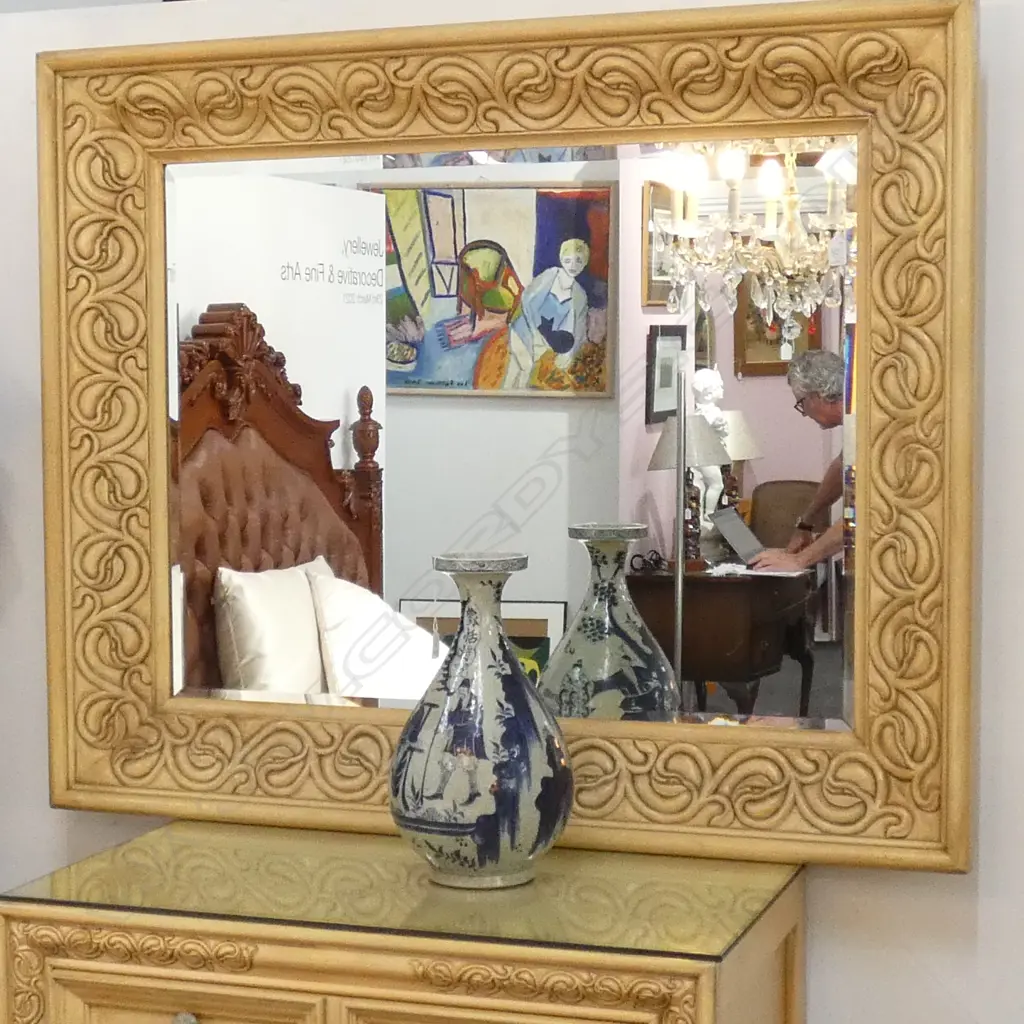 CARVED WOODEN MIRROR 1050 X 1270MM  Image 1++