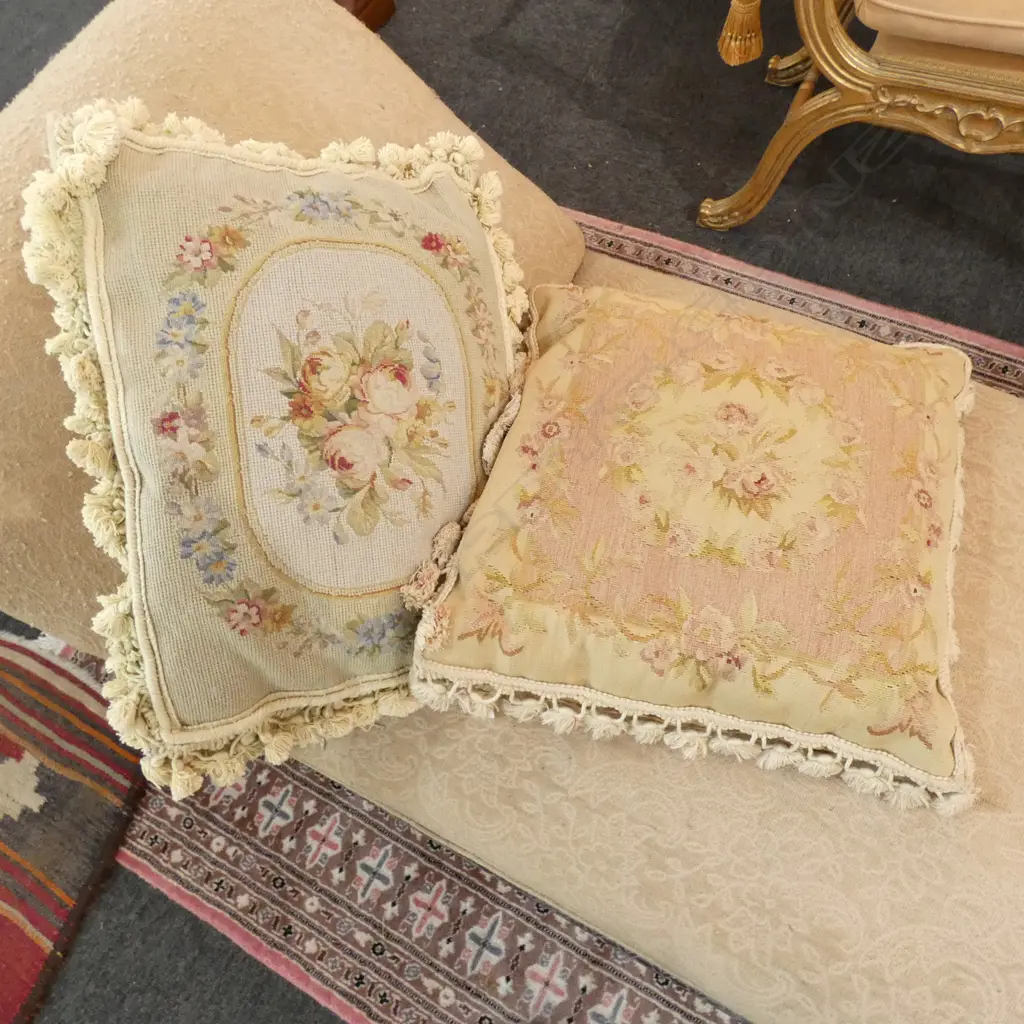 TWO VINTAGE TAPESTRY SCATTER CUSHIONS Image 1++
