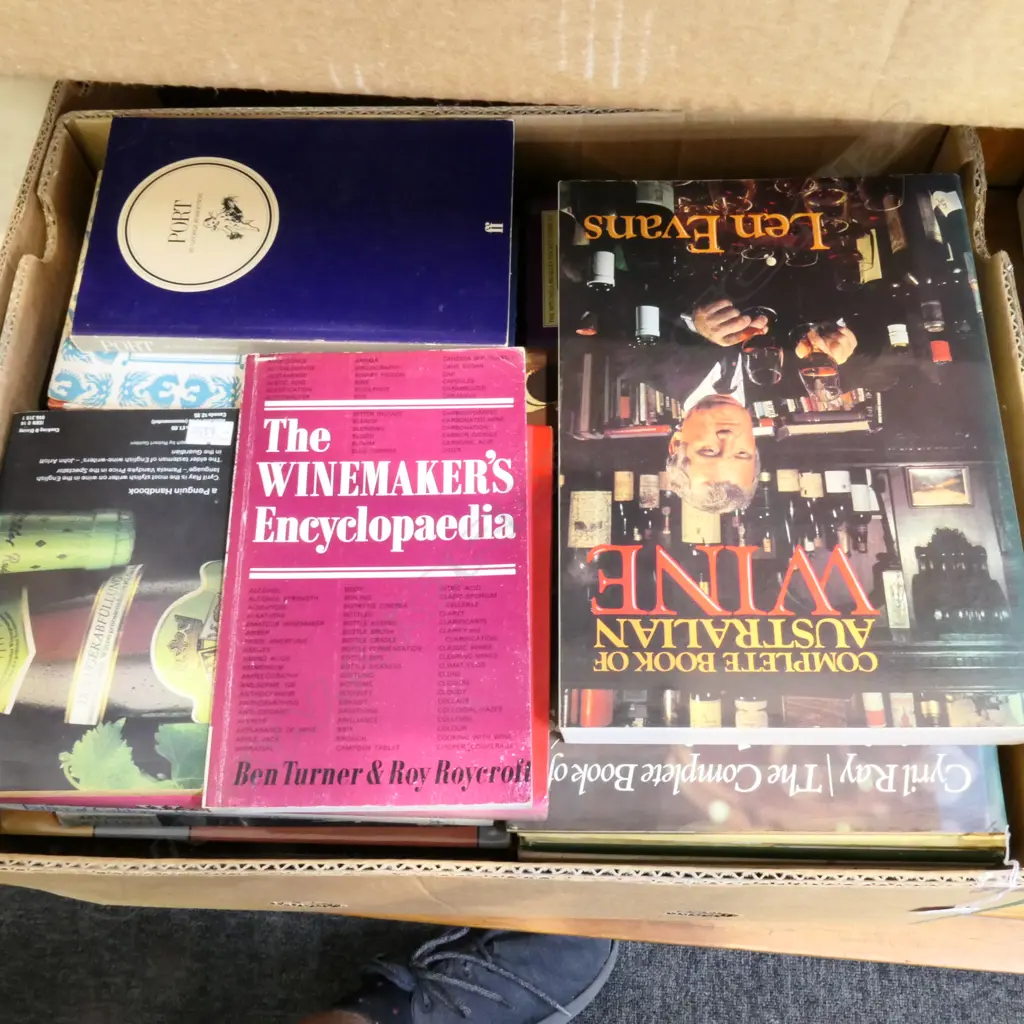 BOX OF ASST WINE BOOKS ETC Image 1++
