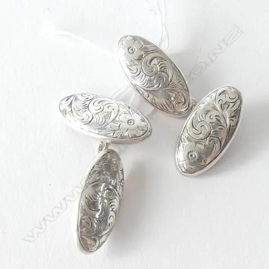 ANTIQUE STERLING CUFF LINKS. BIRM. 1895