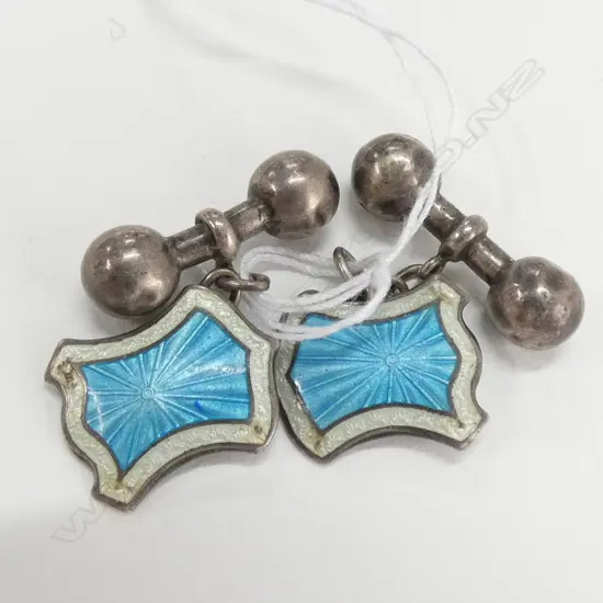 GENTS STERLING SILVER CUFFLINKS, ENAMMELLED, BIRM 1913