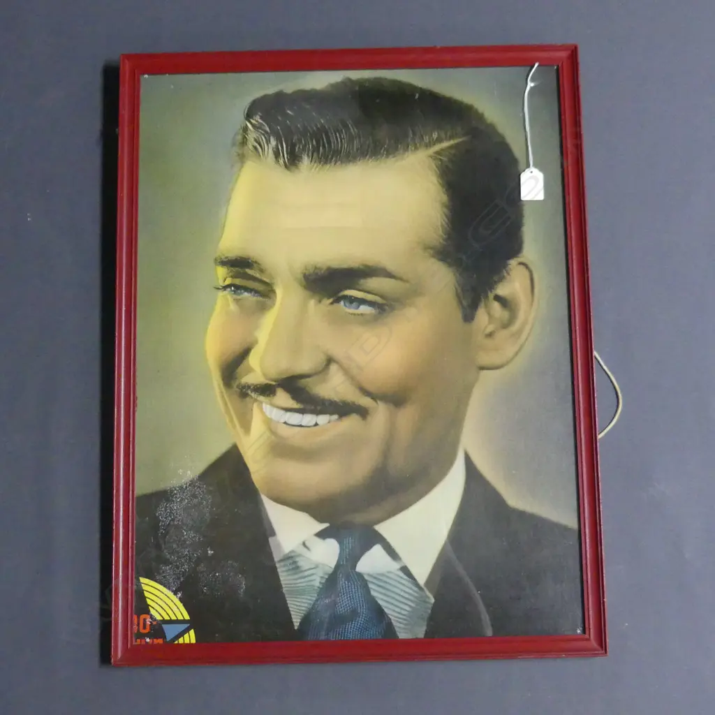 MGM 1936 STUDIO PORTRAIT OF CLARK GABLE PRINTED ON LINEN STOCK AND FRAMED H. 620 x 460mm Image 1++