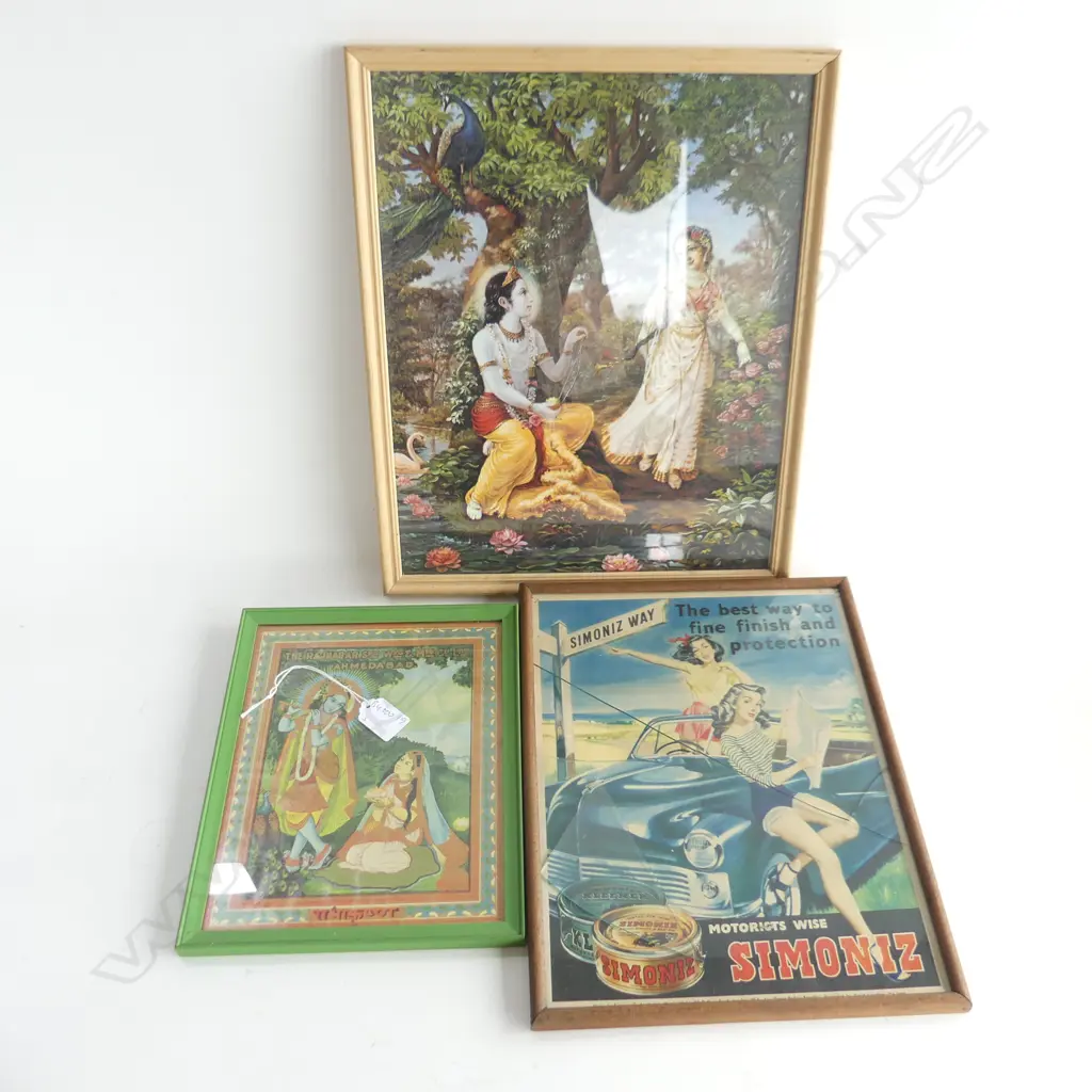 (19) 3X FRAMED WORKS, 2 INDIAN SUBCONTINENT THEMED & 1 SIMONIZ Image 1++
