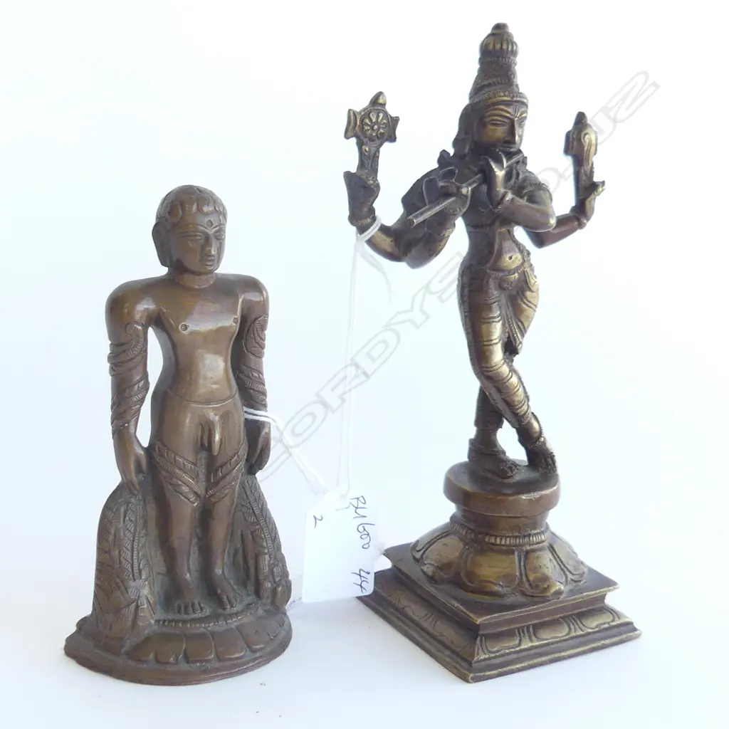 (15) 2 INDIAN BRASS FIGURES TALLEST, H. 195mm Image 1++