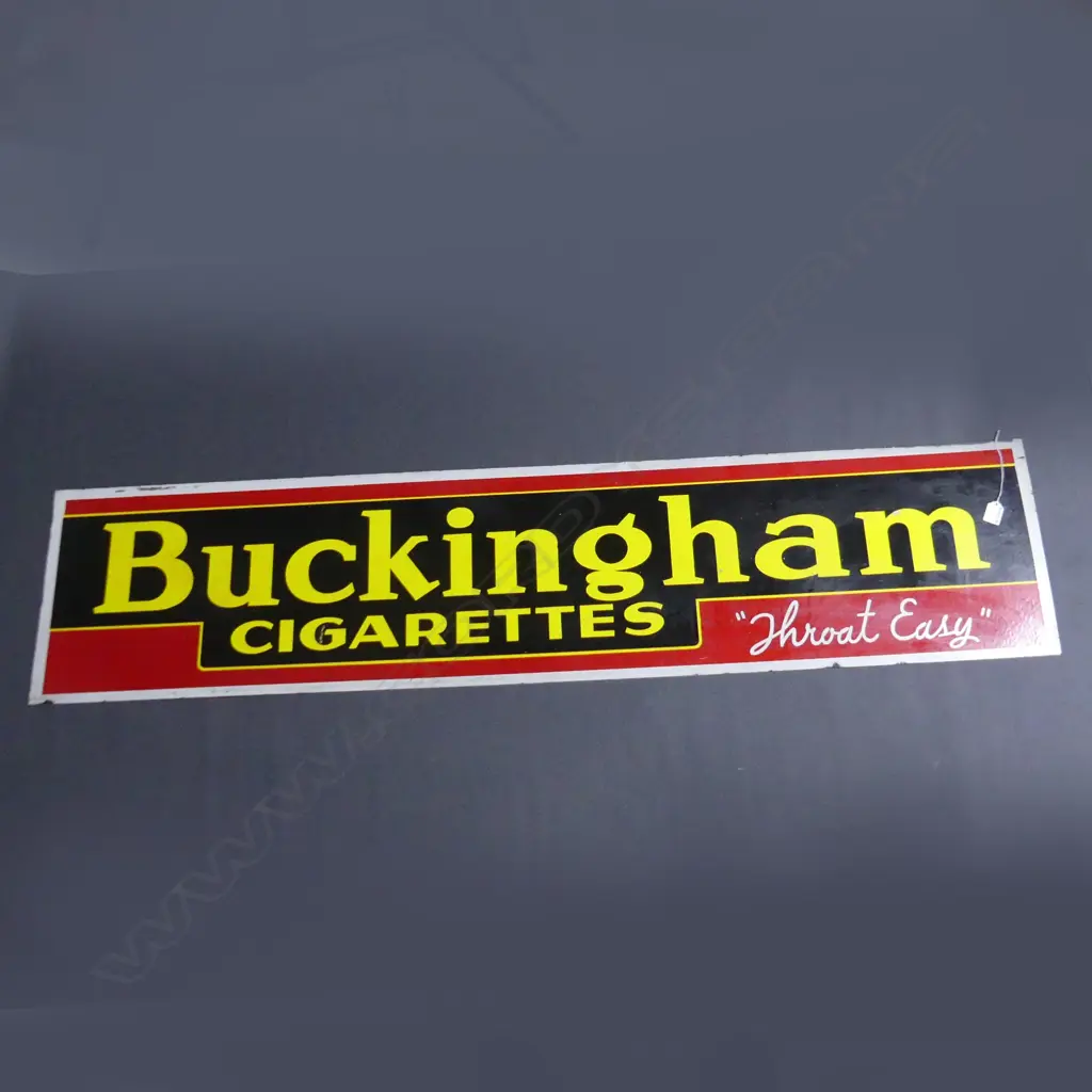 VINTAGE BUCKINGHAM CIGARETTES ENAMEL ADVERTISING SIGN, 340 x 1530mm Image 1++