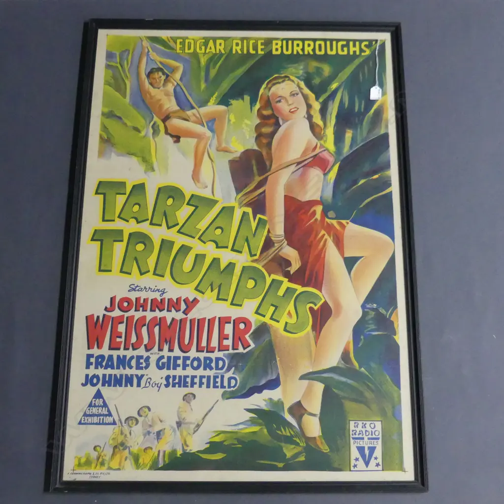 LARGE MOVIE POSTER FOR TARZAN TRIUMPHS, 940 x 630mm Image 1++