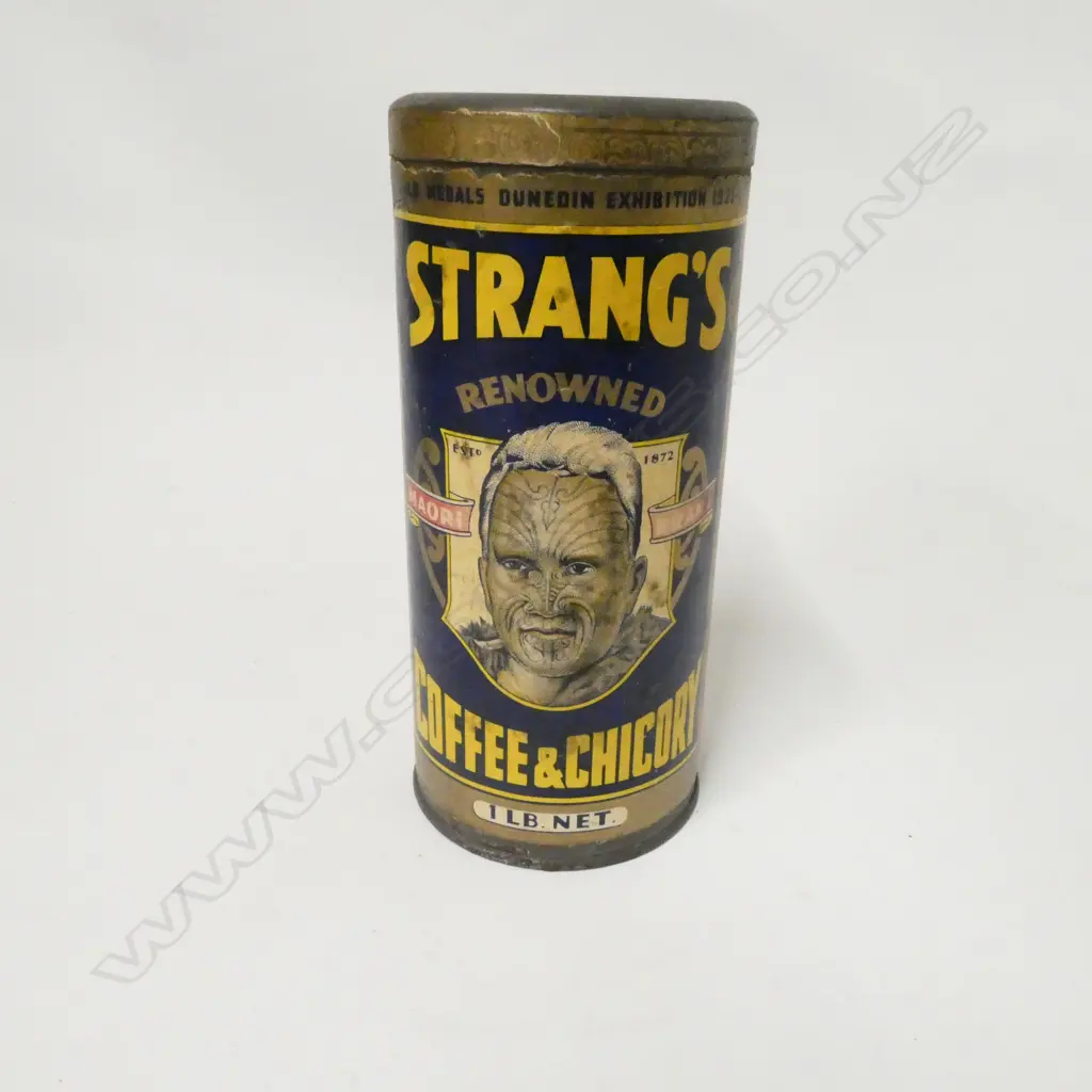 (40) VINTAGE STRANGS COFFEE & CHICORY TIN H. 180mm Image 1++