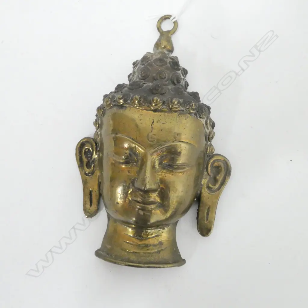 (40) A BRASS BUDDHA HEAD WALL HANGING H 160mm Image 1++