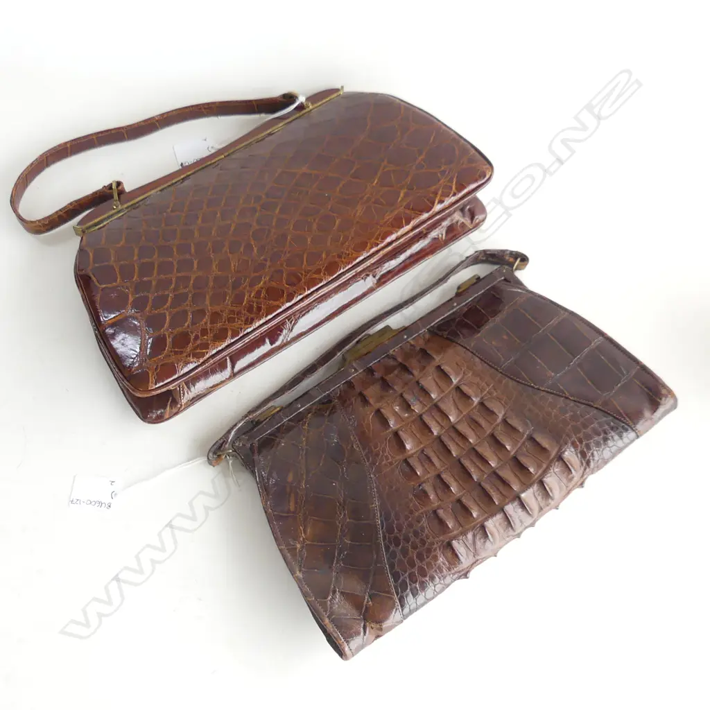 (4) 2 x VINTAGE CROCODILE HANDBAGS W. 320mm Image 1++