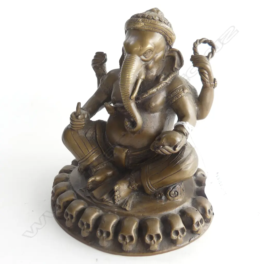 (14) A BRASS SEATED STATUE OF GANESH H. 160mm Image 1++