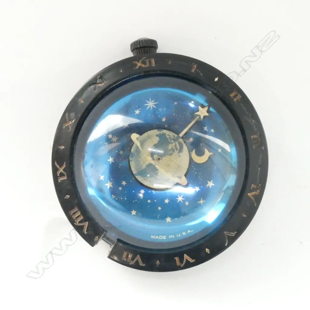 (14) A RARE ART DECO WESTCLOX EARTH MOON & STARS CELESTIAL CLOCK PAPERWEIGHT AF Image 1++