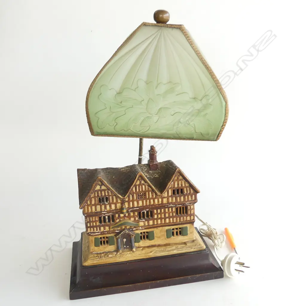 MODEL TUDOR HOME MADE FROM IVOREX AS A LAMP BASE WITH SIGNATURE, 480 x 280mm Image 1++