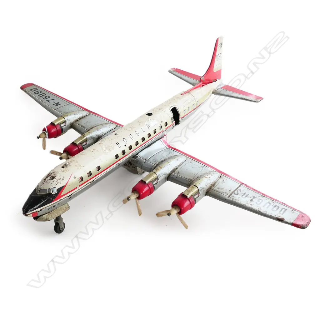 DOUGLAS SEVEN SEAS TIN PLATE BATTERY POWERED MODEL TURBO PROP PLANE AF L. 530mm Image 1++