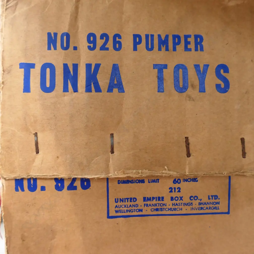 BOXED TONKA 926 'PUMPER' FIRE ENGINE L. 450mm + CIRCA 1950s CAR TRANSPORTER L. 540mm Image 1++