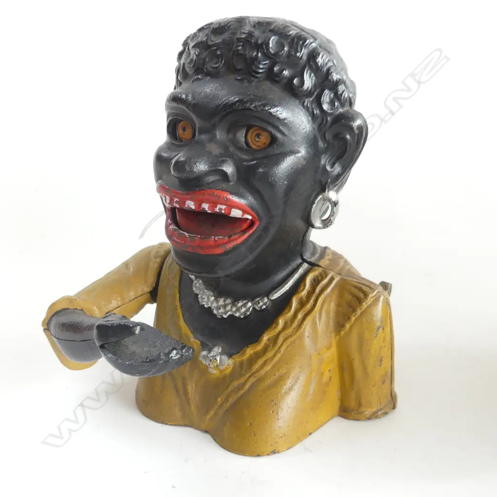 (9) 'DINAH' MONEY BANK No 581285 IN MUSTARD DRESS WITH NECKLACE H. 170mm Image 1++