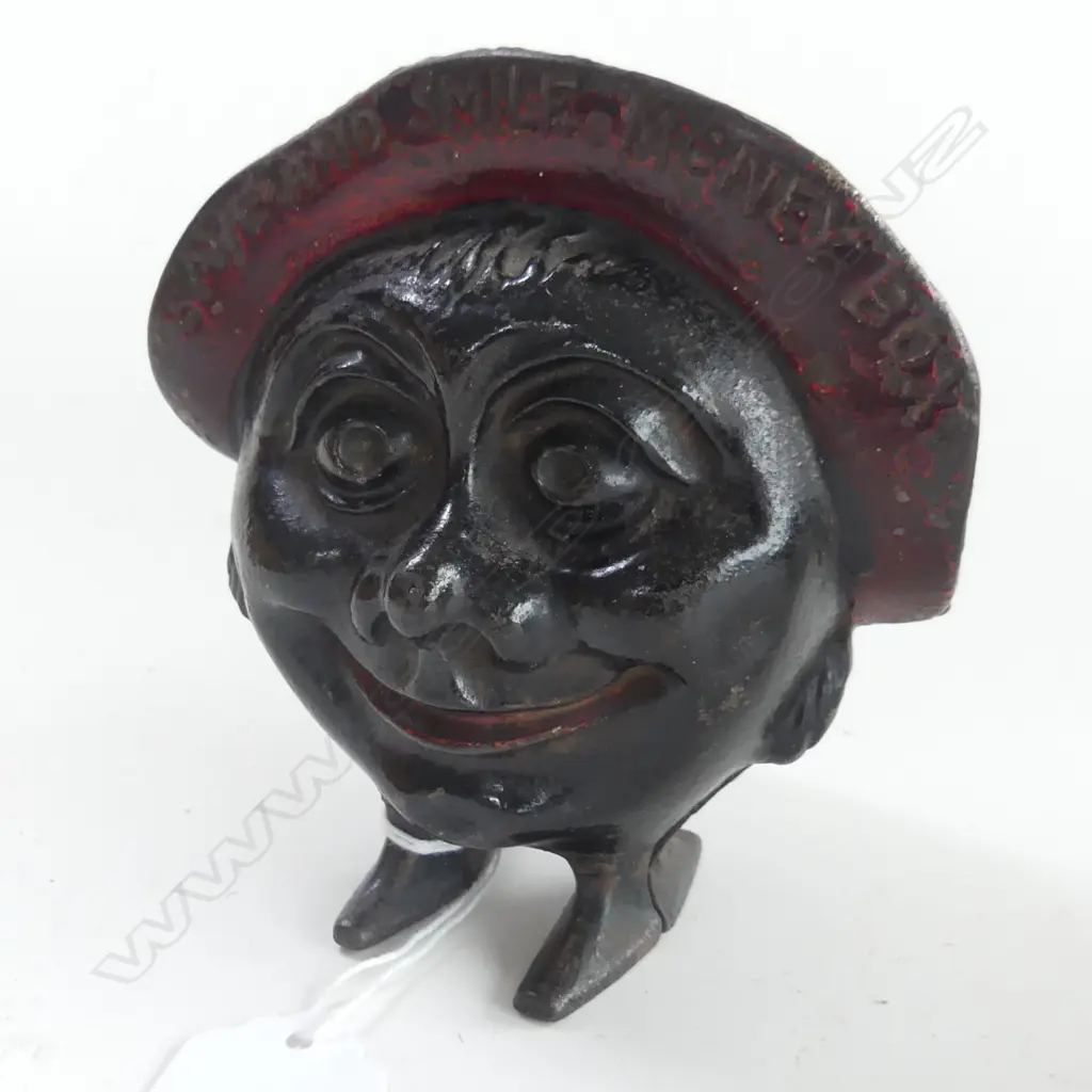 (9) 'SAVE & SMILE' CAST IRON MONEY BOX MADE IN ENGLAND H. 110mm Image 1++