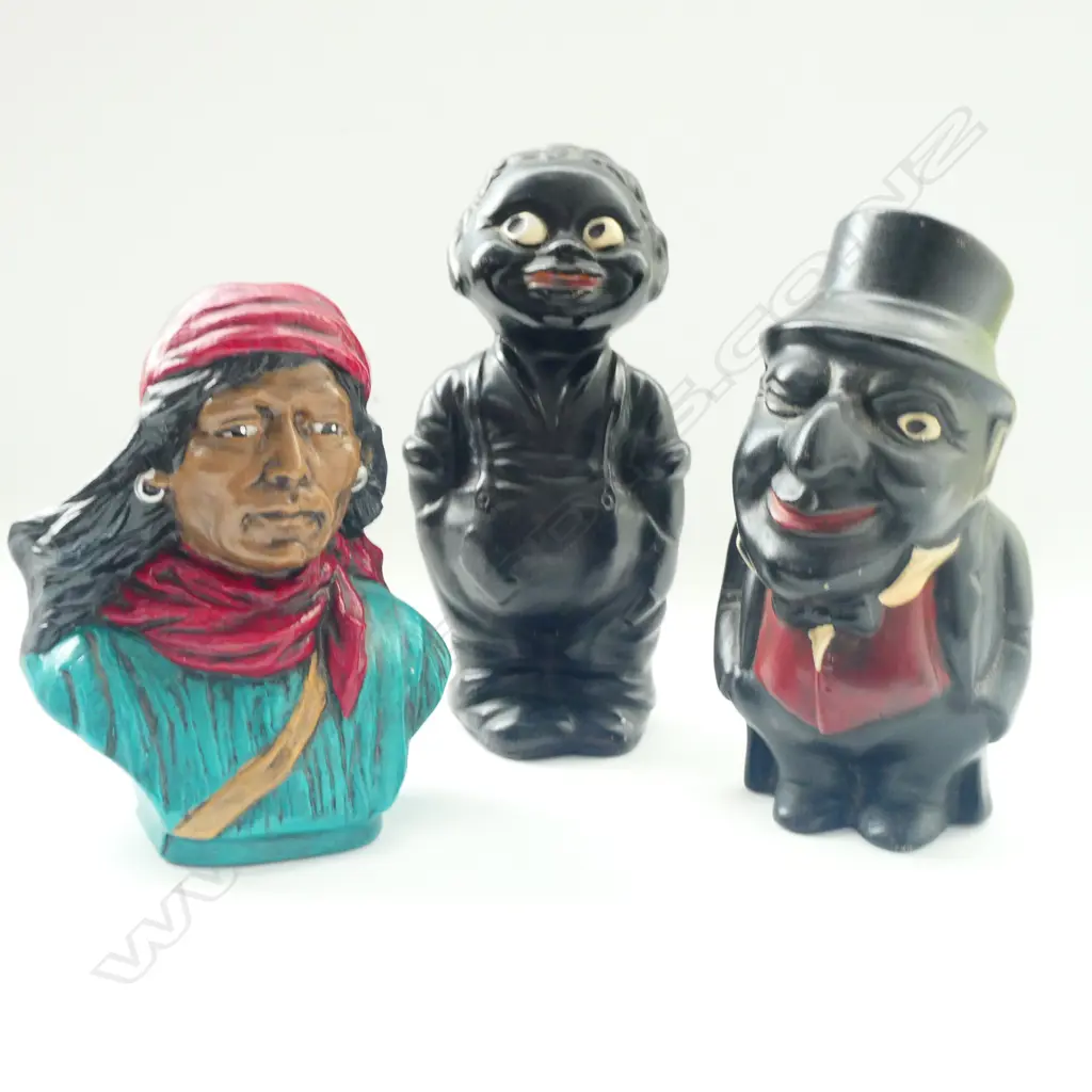 (9) 3 BUSTS + 1 CHARACTERFUL BOY, INDIAN CHIEF + 1 POLITICIAN (TALLEST 160mm) Image 1++