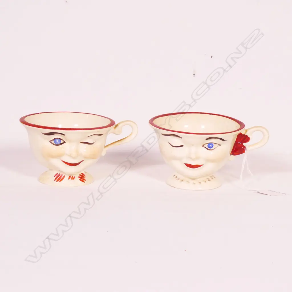 PAIR OF 1950s RIDGEWAYS WINKING CUPS D. 105mm Image 1++