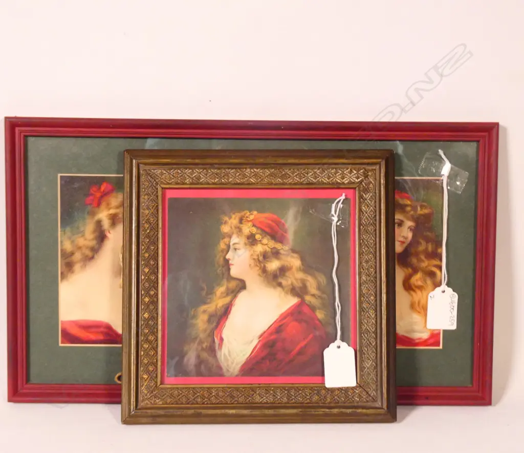 2 FRAMED PRINTS OF VICTORIAN ASTI GIRLS H. 150 x 150mm Image 1++
