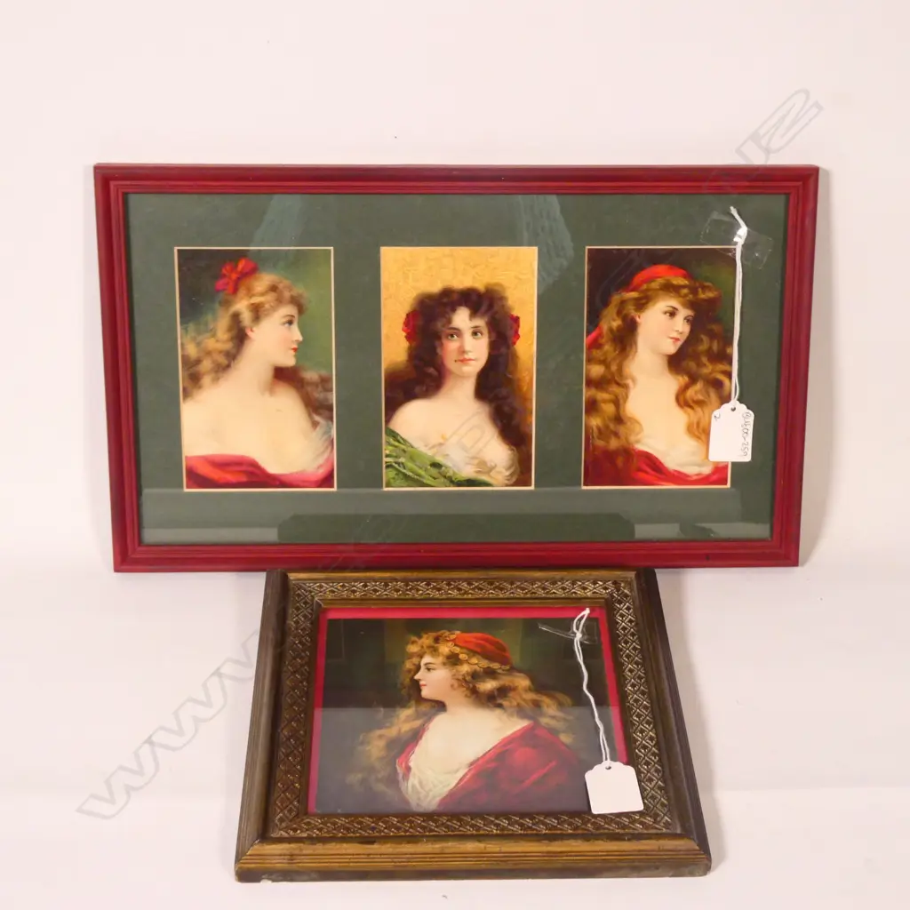 2 FRAMED PRINTS OF VICTORIAN ASTI GIRLS H. 150 x 150mm Image 1++