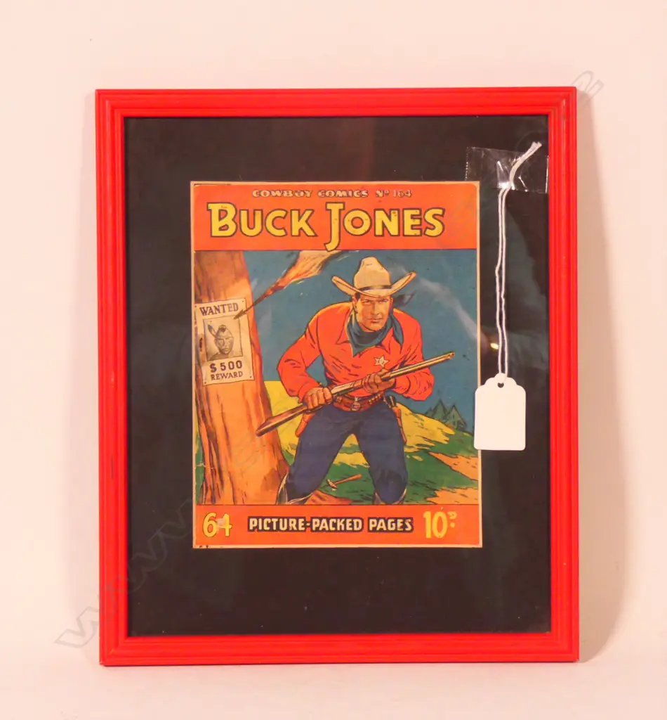 A FRAMED COWBOY COMICS EDITION No. 164 OF 'BUCK JONES' H. 170 x 130mm Image 1++