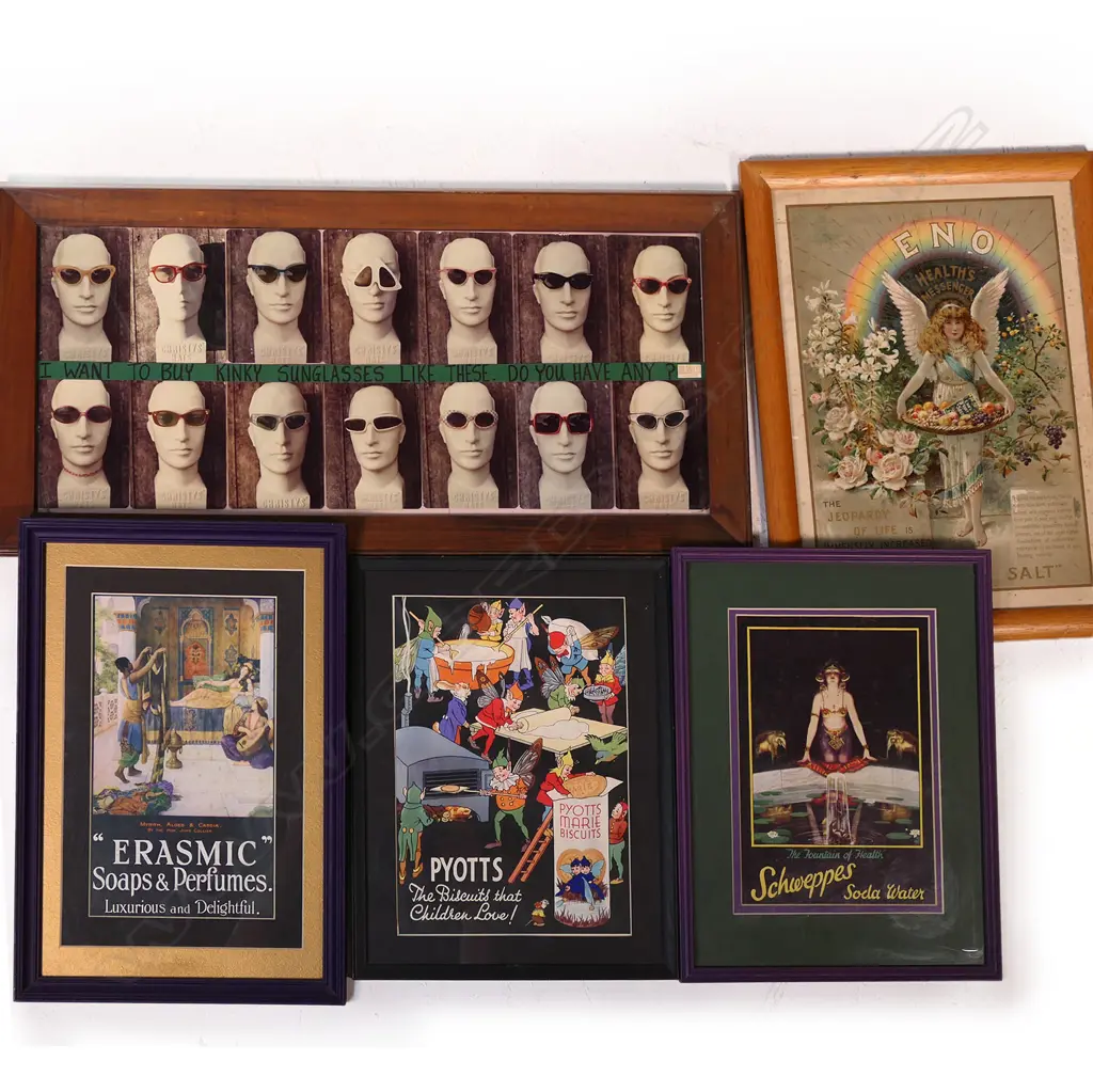 5 VINTAGE ADVERTISING PICTURES INCL A 'SCHWEPPES SODA WATER' AD + Image 1++