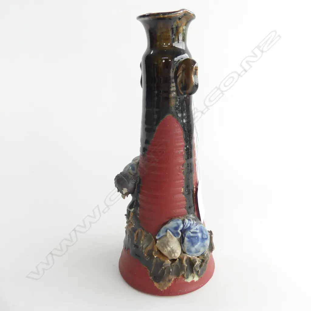 (72) EARTHENWARE VASE SUMIDI GAWA ,WITH APPLIED FIGURES SOME FRITTING,H.230mm Image 1++