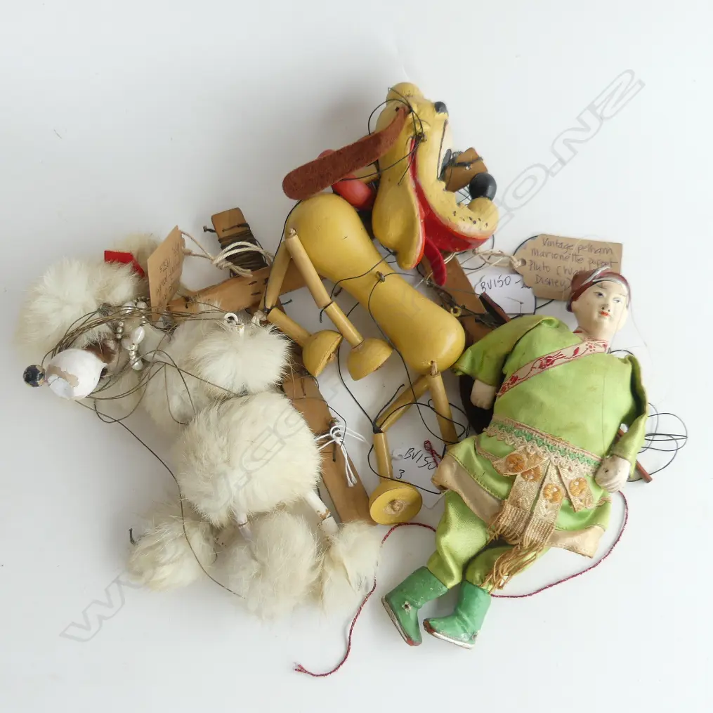 (81) 3 PUPPETS VINTAGE PELHAM 'FIFI' POODLE CHINESE MAN & PLUTO Image 1++