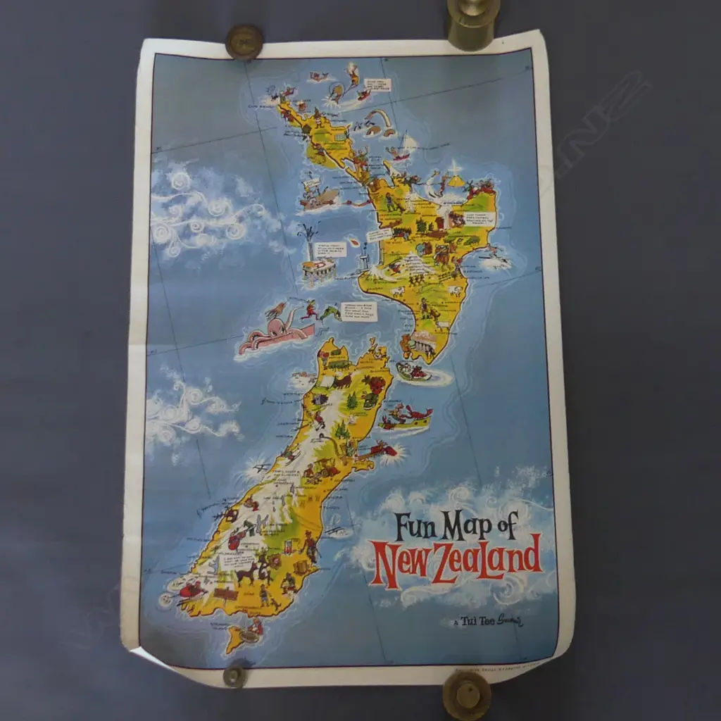 (61) 5 OLD POSTERS , INCLUDES FUN POSTER OF NZ & SUPERMAN ETC Image 1++