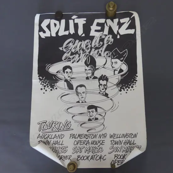 (61) 7 VINTAGE POSTERS, 2 TOURIST POSTERS, EARLY SPLIT ENZ, ONCE WERE WARRIORS & 2 OTHERS