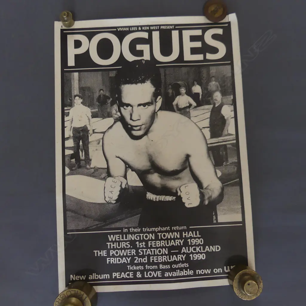 (61) 6 OLD POSTERS, INCLUDES ' POGUES WELLINGTON '  & DEBRA BUSTIN ORIGINAL LITHO Image 1++
