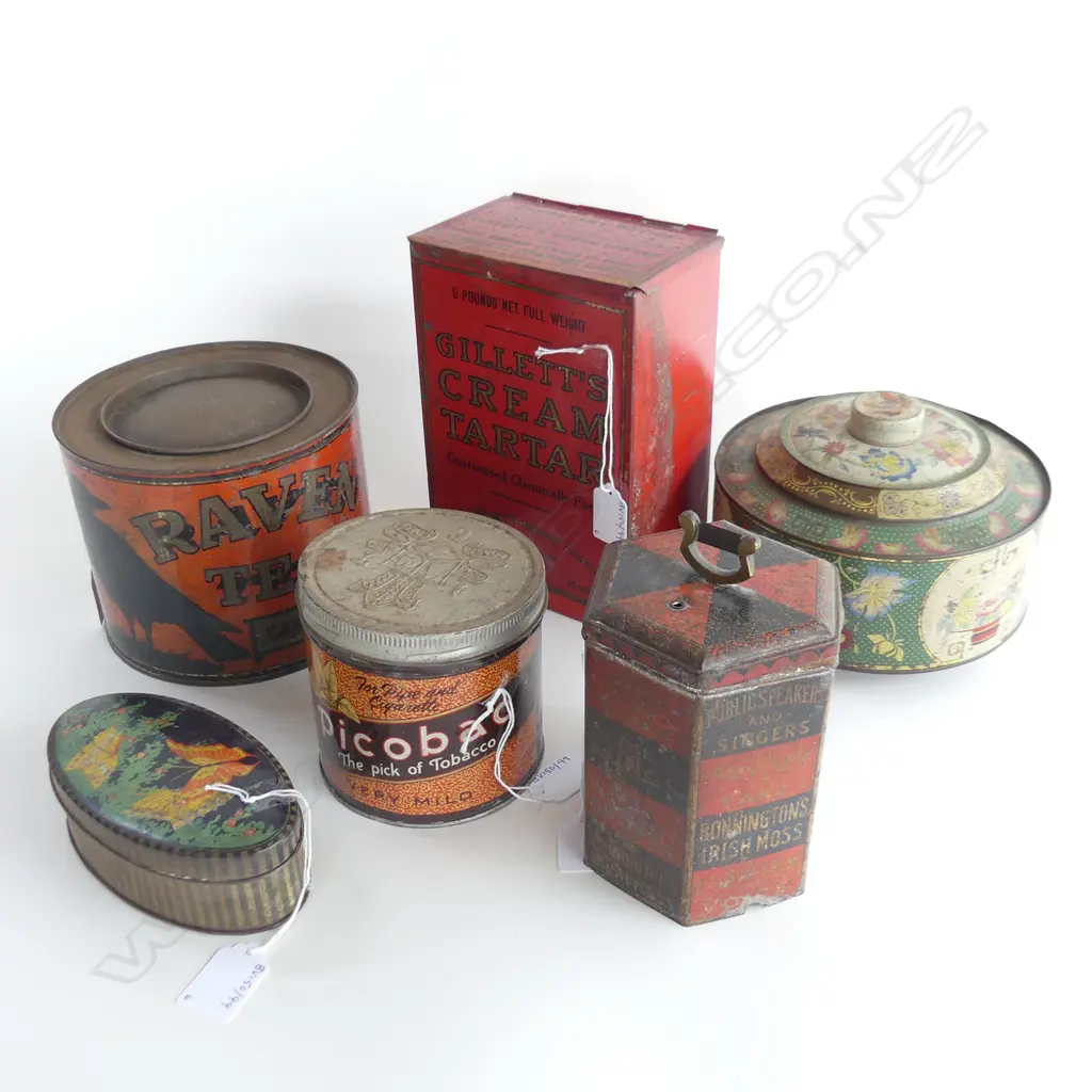 (64) 6 VINTAGE TEA & TOBACO TINS Image 1++