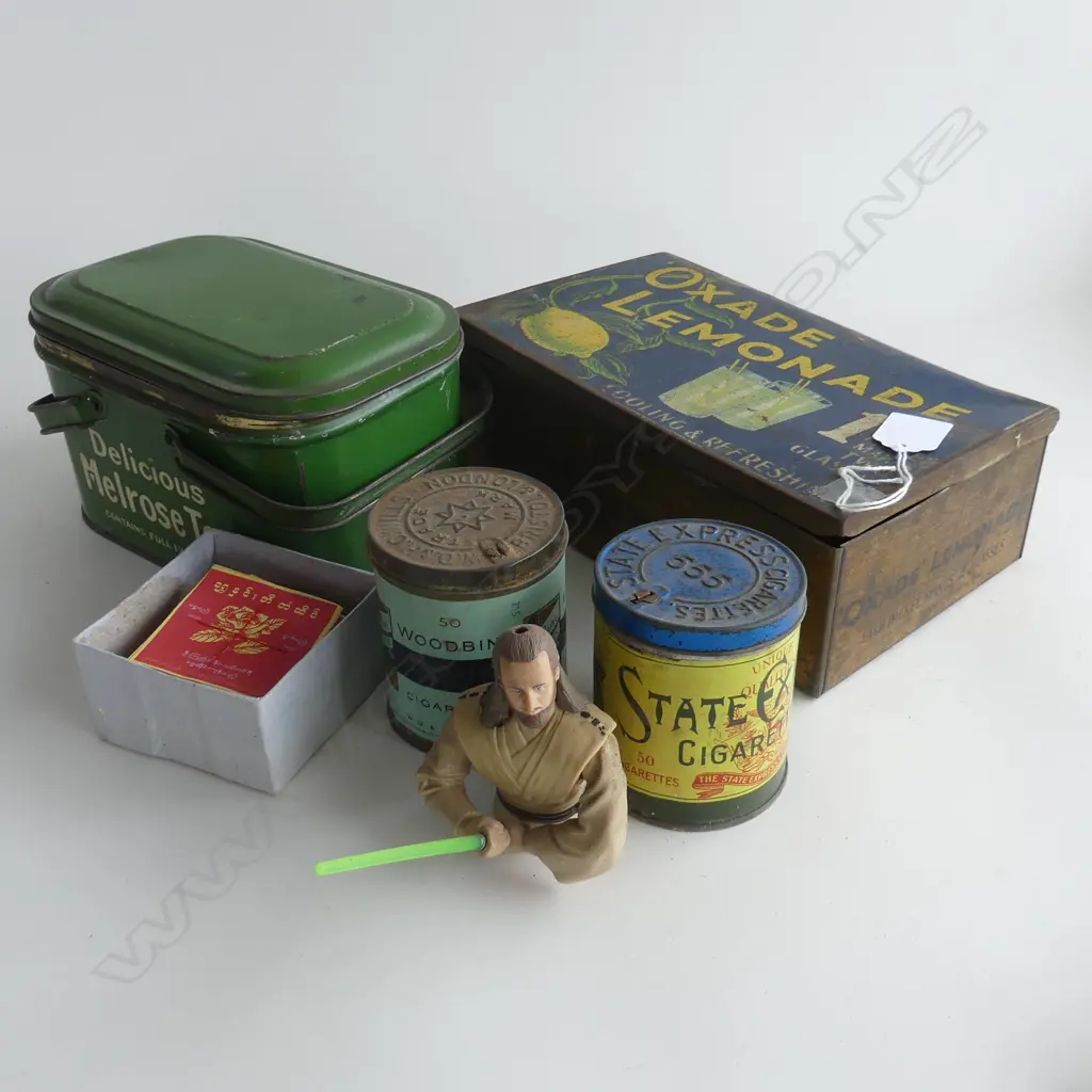 (86) VINTAGE MELROSE TEA TIN OXADE LEMONADE TIN & CONTENTS Image 1++