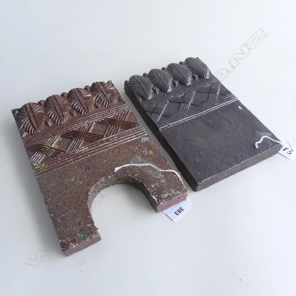 (76) 2 SALT GLAZED EDGING TILES 220MM & 2 OTHERS A.F Image 1++