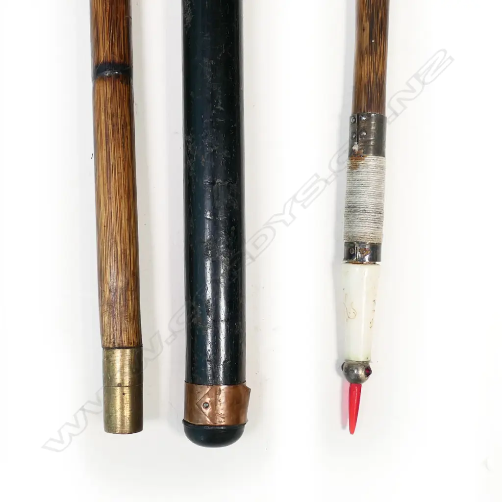 3 WALKING STICKS, INCL. 1 SILVER TOPPED INSCRIBED 'J H POLLOCK' Image 1++