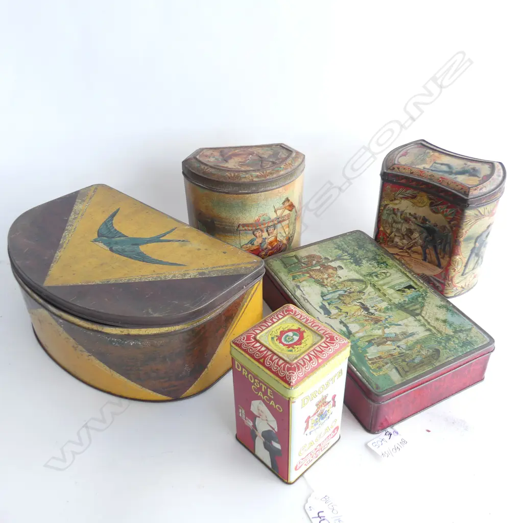 (65) 5 OLD TINS, INCLUDING BLUEBIRD & DROSTE CACAO Image 1++