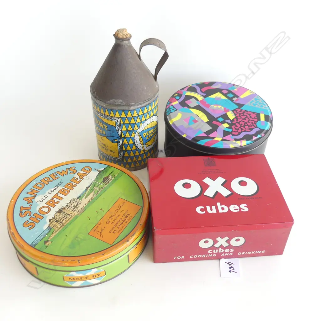 (65) 4 OLD TINS. INCLUDES PENNANT KEROSINE & OXO CUBES Image 1++