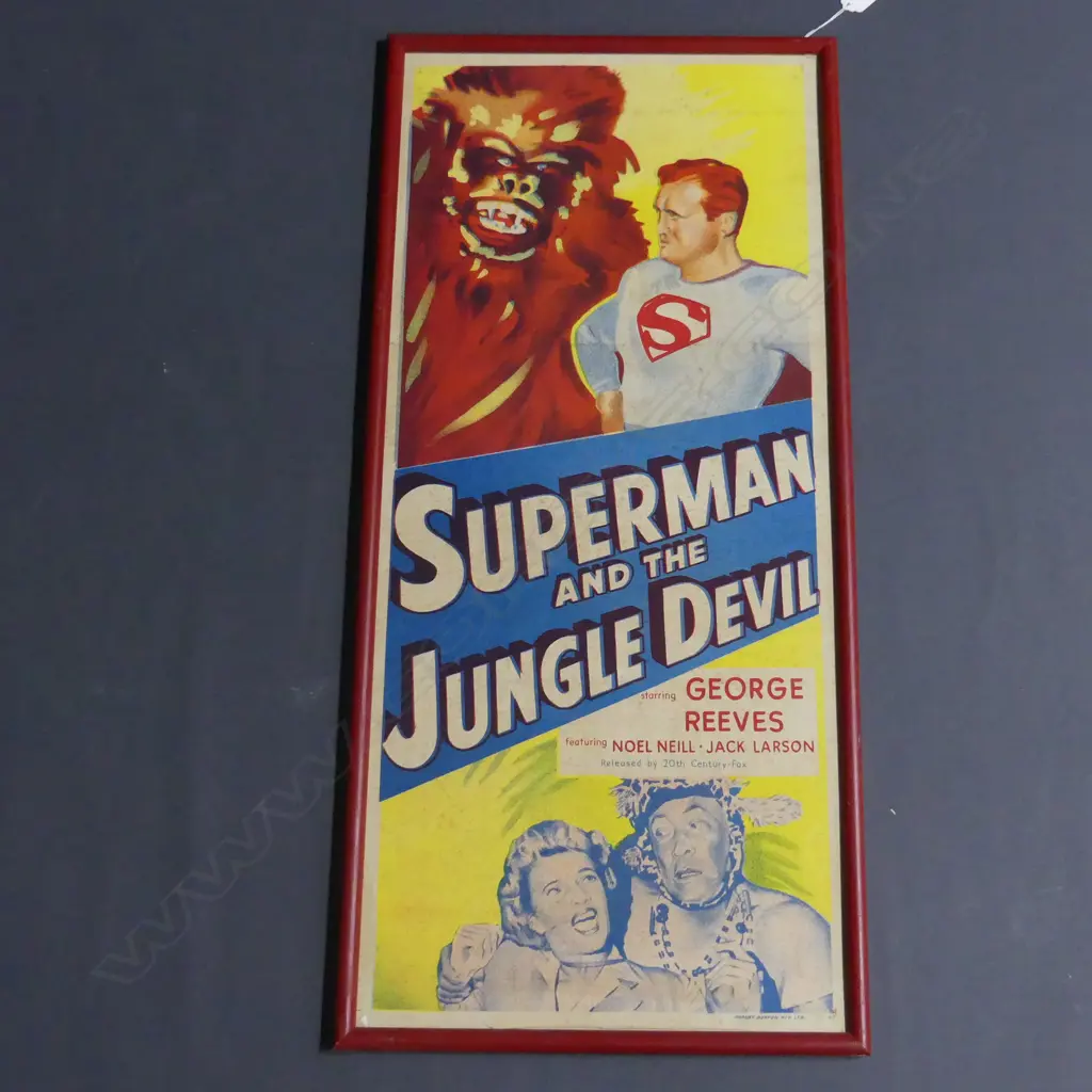 VINTAGE 'SUPERMAN AND THE JUNGLE DEVIL' DAYBILL, 745 x 325mm Image 1++