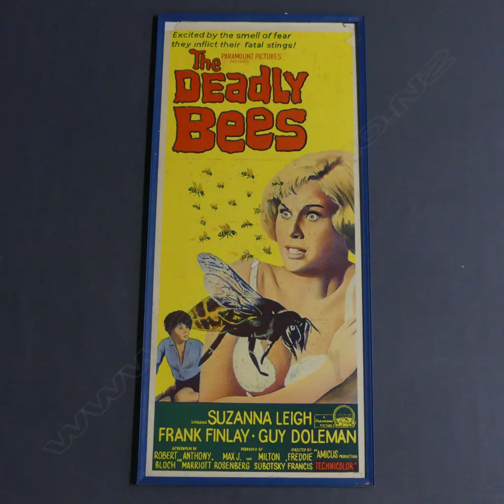 FRAMED VINTAGE 'THE DEADLY BEES' DAYBILL POSTER, 720 x 310mm Image 1++