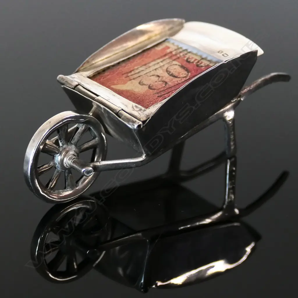 Silver Wheelbarrow & stamp compartment with stamp insert Image 1++