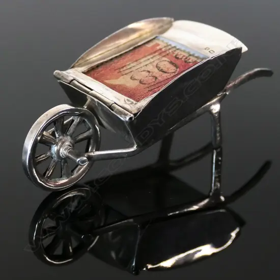 Silver Wheelbarrow & stamp compartment with stamp insert