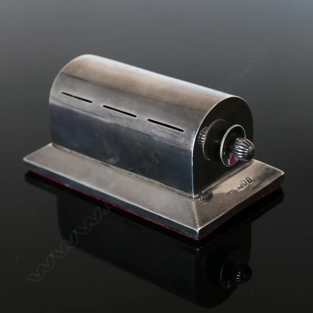 1903 Asprey Sterling Silver Triple Stamp Coil Dispenser (three slots and rollers inside) by Charles & George Asprey Image 1++