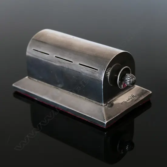 1903 Asprey Sterling Silver Triple Stamp Coil Dispenser (three slots and rollers inside) by Charles & George Asprey