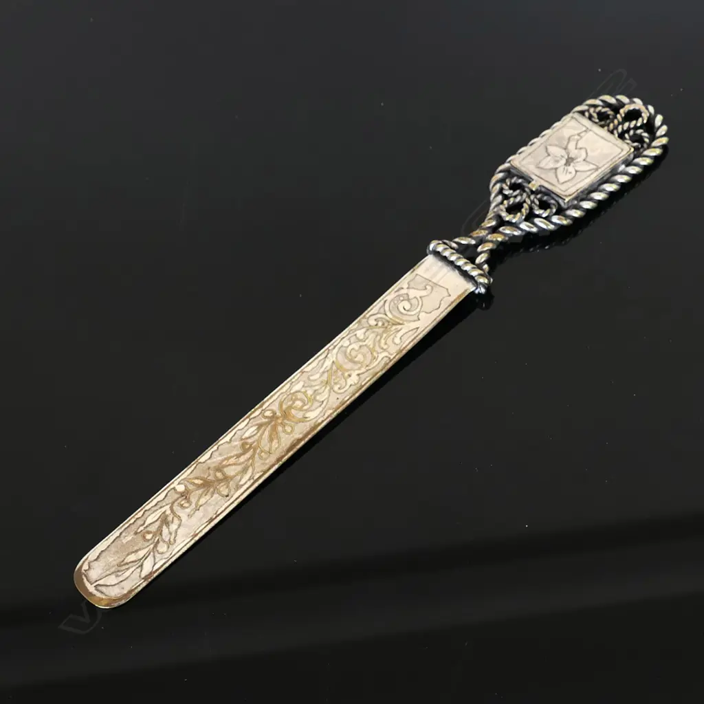 Silver Plate Letter Opener, together with single stamp compartment in the handle Image 1++