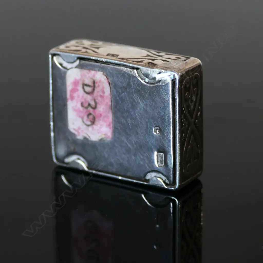 Very Rare Sterling Silver Stamp Box “MACNEILL’S PATENT STAMP APPLICATOR,” Image 1++