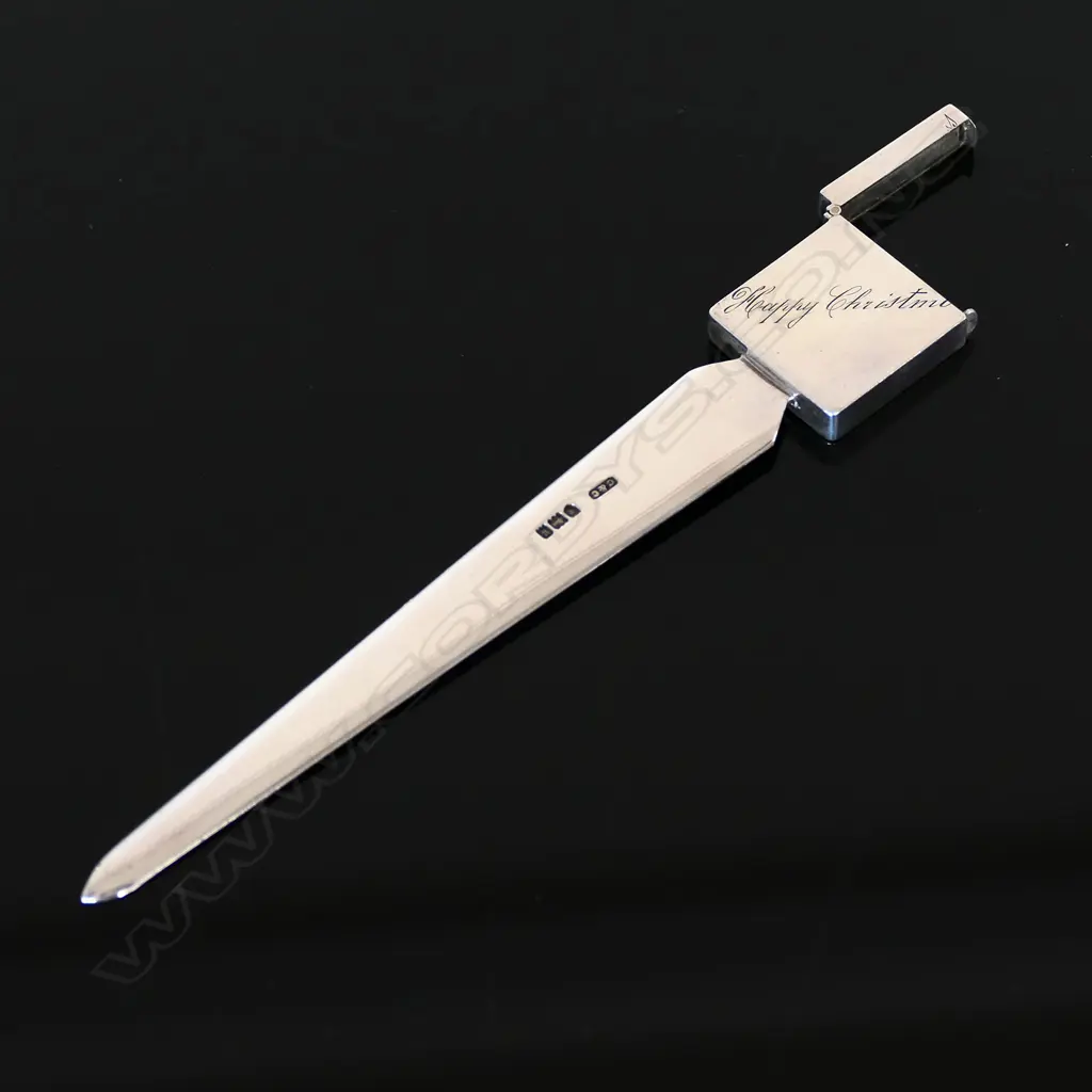 1902 Silver Letter Opener with Stamp Compartment Handle. Image 1++