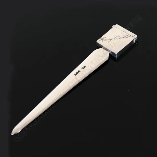 1902 Silver Letter Opener with Stamp Compartment Handle.